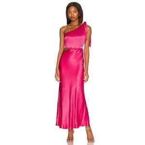 NEW Bardot Audrey One Shoulder Top MAXI DRESS Gown Pop Hot Pink XL 12